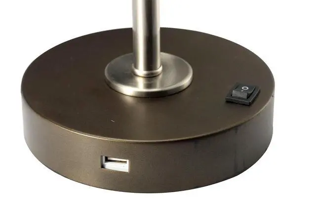 Alt view image 4 of 5 - Simple Contemporary 1Pc Table Lamp Stain Nickel Metal Frame Adjustable Head Lamp