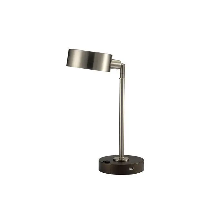 Alt view image 5 of 5 - Simple Contemporary 1Pc Table Lamp Stain Nickel Metal Frame Adjustable Head Lamp