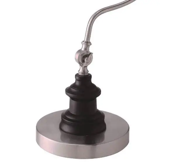 Alt view image 5 of 6 - industrial Style 1Pc Table Lamp Stain Nickel Circular Metal Base Curved Stem Lamp