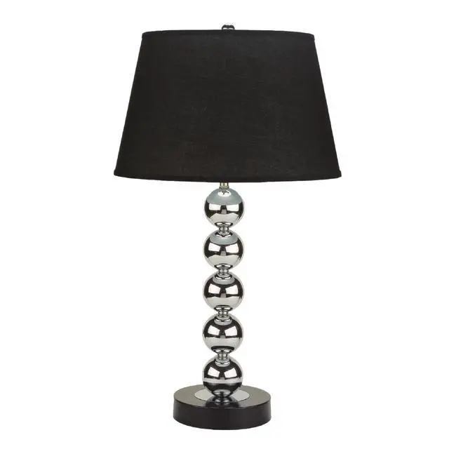 Alt view image 2 of 5 - 2Pc Modern Sleek Table Lamp Reflective Spheres Catch The Eye Black Silver