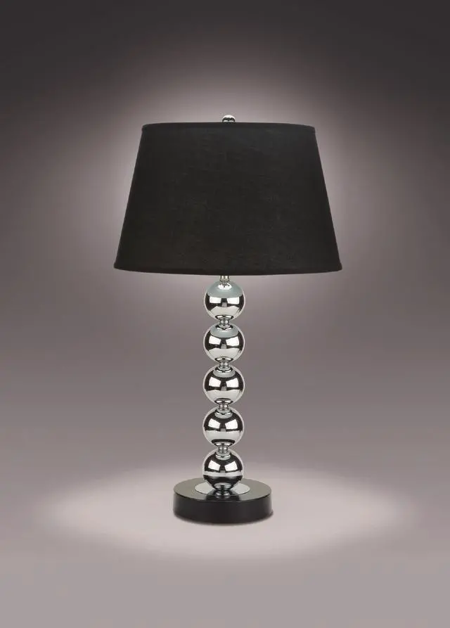 Alt view image 3 of 5 - 2Pc Modern Sleek Table Lamp Reflective Spheres Catch The Eye Black Silver