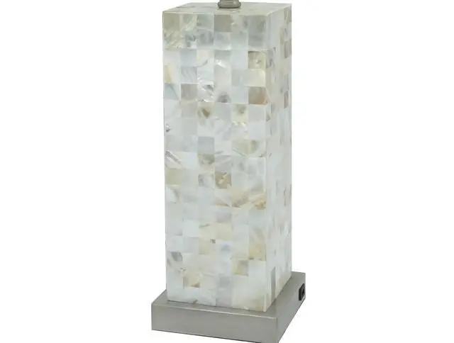Alt view image 4 of 5 - Modern White Chrome-Finished Base Mosaic Pattern 2Pc Table Lamp Soft Diffused Light White Shade