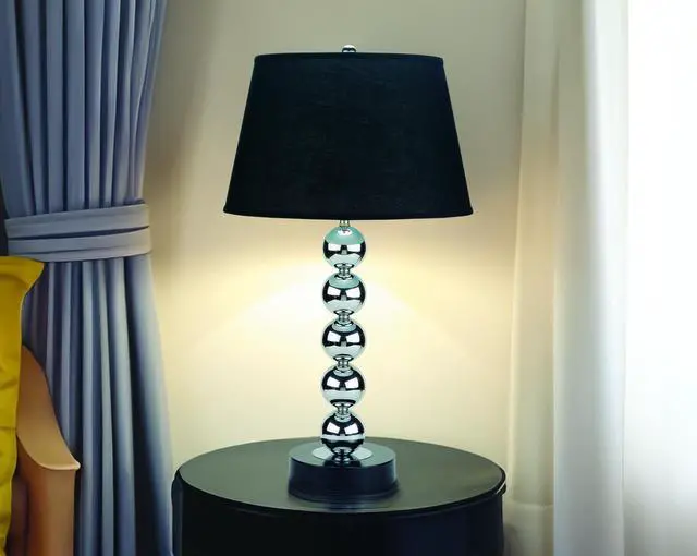 Main image of 2Pc Modern Sleek Table Lamp Reflective Spheres Catch The Eye Black Silver