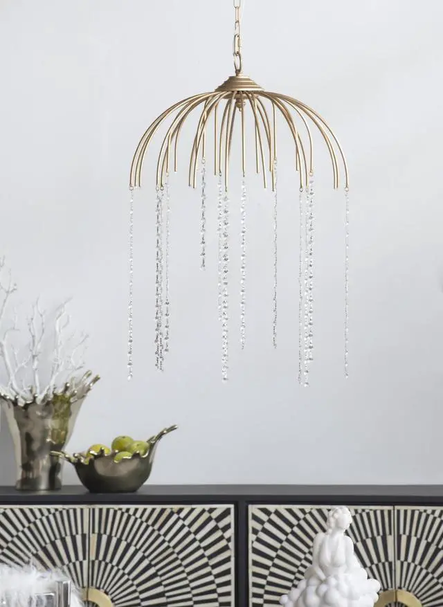 Main image of D20x29" Vintage Glamour Gold with Raining Glass Beads Chandelier
