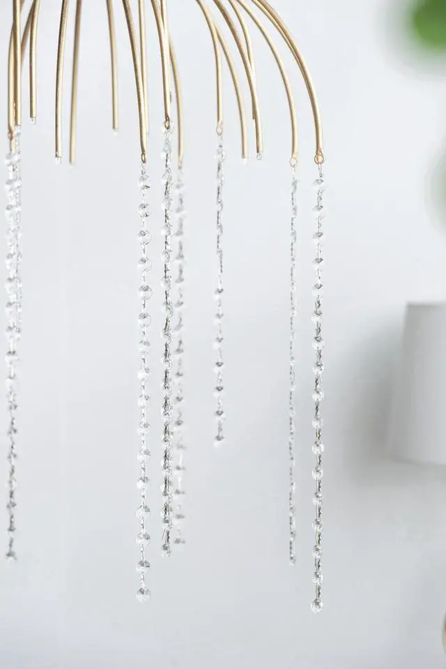 Alt view image 3 of 6 - D20x29" Vintage Glamour Gold with Raining Glass Beads Chandelier