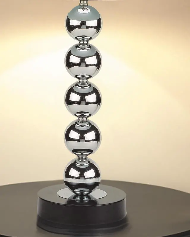 Alt view image 5 of 5 - 2Pc Modern Sleek Table Lamp Reflective Spheres Catch The Eye Black Silver