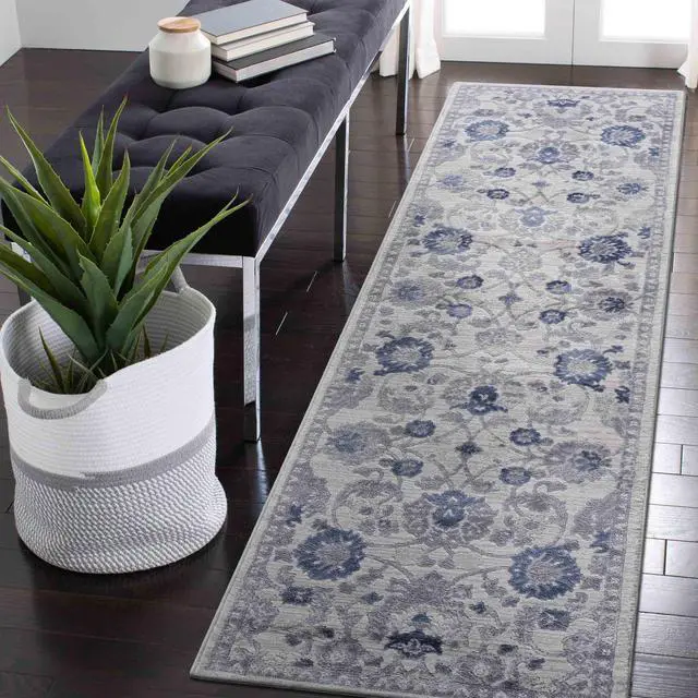 Main image of Collection 2X8 Blue/Silver/Oriental Non-Shedding Living Room Bedroom Dining Home Office Stylish and Stain Resistant Area Rug