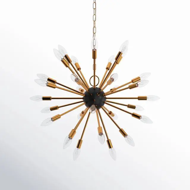 Alt view image 3 of 6 - 8-Light Sputnik Chandeliers for Dining Room, Modern Brushed Brass Chandeliers Mid Century Clound Glass Globe Ceiling Light Fixture, Gold Pendant Lighting for Living Room Bedroom