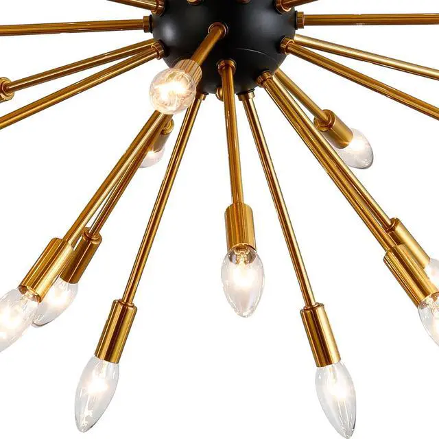 Alt view image 6 of 6 - 8-Light Sputnik Chandeliers for Dining Room, Modern Brushed Brass Chandeliers Mid Century Clound Glass Globe Ceiling Light Fixture, Gold Pendant Lighting for Living Room Bedroom
