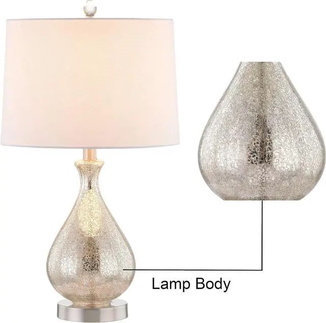 Alt view image 2 of 7 - 23" Modern Clear Water Glass Table Lamp with White Linen Shade and Polished Nickel Base (Set Of 2) for Bedroom, Office, College Dorm, Coffee Table, Bookcase