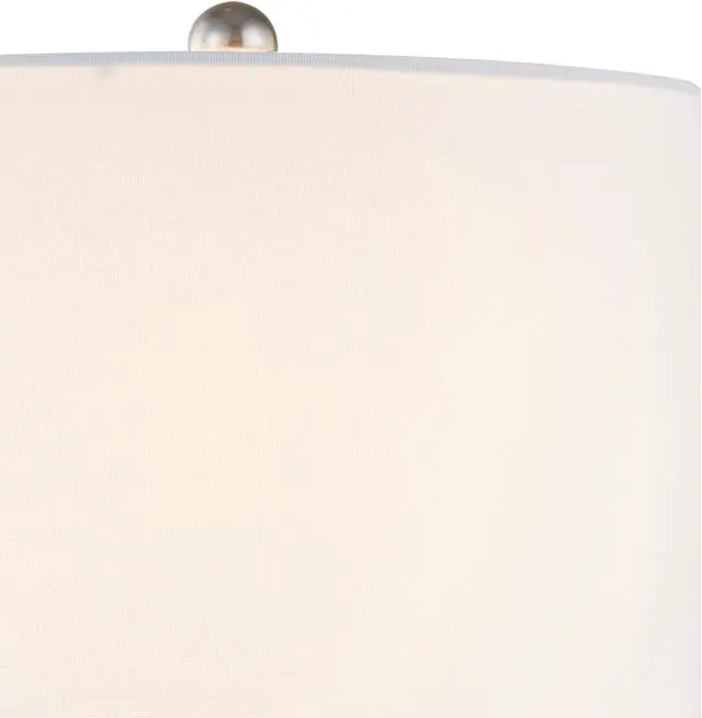 Alt view image 5 of 5 - 23.25'' Nickel Clear Glass Table Lamps Set Of 2, Modern Bedside Lamp with Clear Bubble Glass Glass Body, 3 Way Dimmable End Table Lamp with White Fabric Shade for Living Room, Bedroom, Office, Study