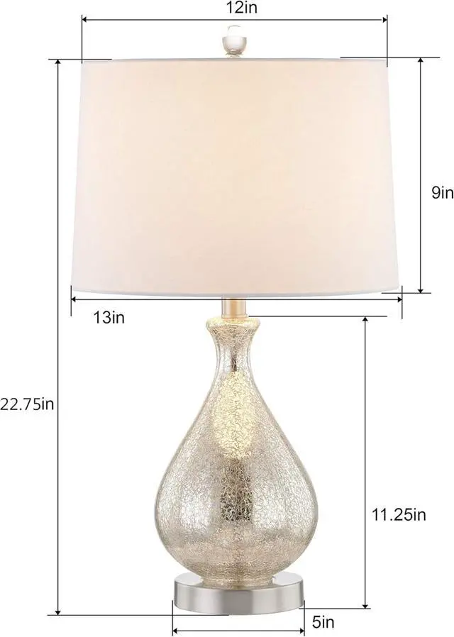 Alt view image 3 of 7 - 23" Modern Clear Water Glass Table Lamp with White Linen Shade and Polished Nickel Base (Set Of 2) for Bedroom, Office, College Dorm, Coffee Table, Bookcase