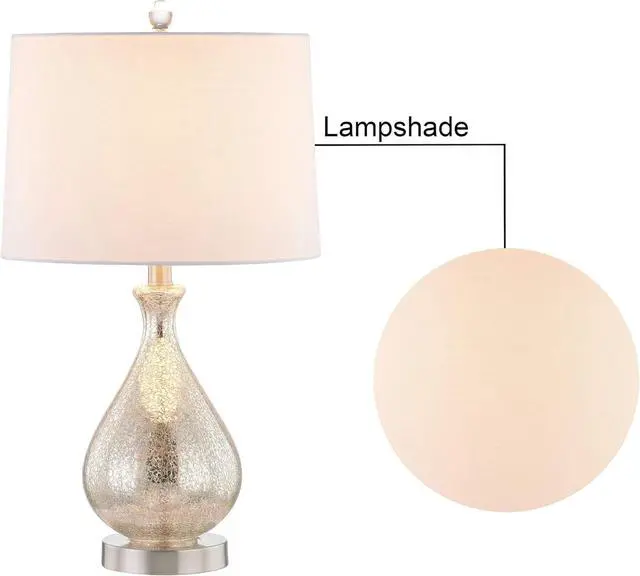 Alt view image 4 of 7 - 23" Modern Clear Water Glass Table Lamp with White Linen Shade and Polished Nickel Base (Set Of 2) for Bedroom, Office, College Dorm, Coffee Table, Bookcase