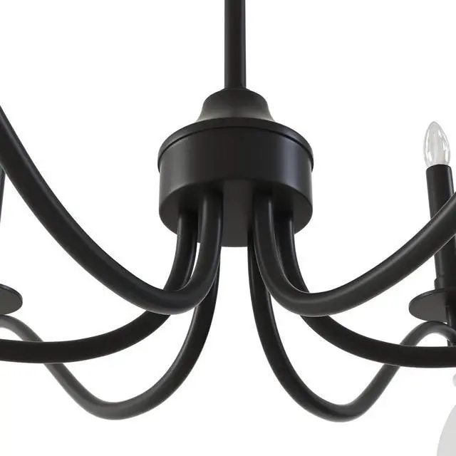 Alt view image 7 of 7 - Black Chandelier, 6-Light Rustic Candelabra Chandeliers for Living Room, Lighting Fixtures Hanging with Crystal Teardrop, Metal Frame Ceiling Fixture for Dining Room, Foyer, Office, Bar, Island