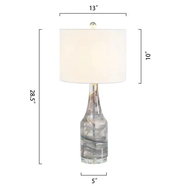 Alt view image 4 of 7 - 29'' Glass Table Lamp Set Of 2, 3-Way Dimmable Bedside Lamp with Colored Threaded Lamp Body and Crystal Base, Decor Night Light for Bedroom Living Room Office Study
