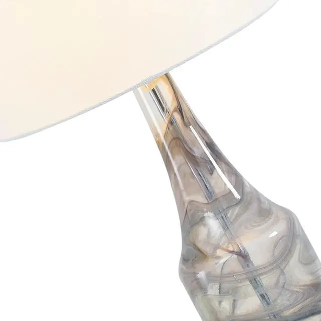 Alt view image 3 of 7 - 29'' Glass Table Lamp Set Of 2, 3-Way Dimmable Bedside Lamp with Colored Threaded Lamp Body and Crystal Base, Decor Night Light for Bedroom Living Room Office Study