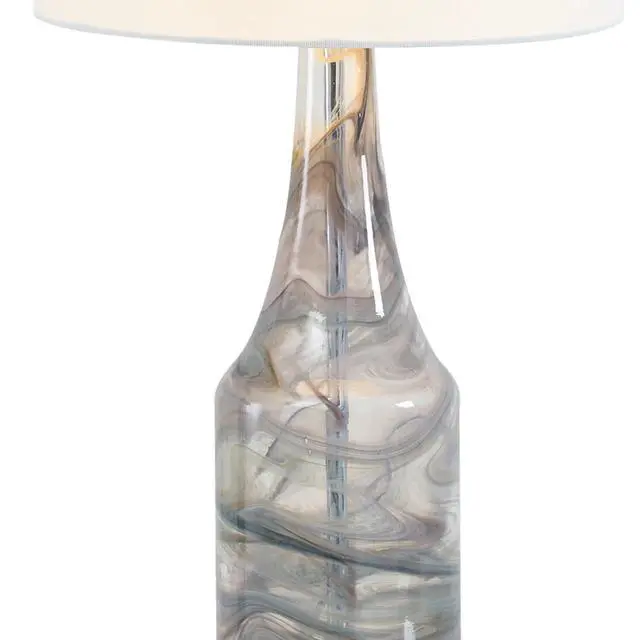Alt view image 6 of 7 - 29'' Glass Table Lamp Set Of 2, 3-Way Dimmable Bedside Lamp with Colored Threaded Lamp Body and Crystal Base, Decor Night Light for Bedroom Living Room Office Study