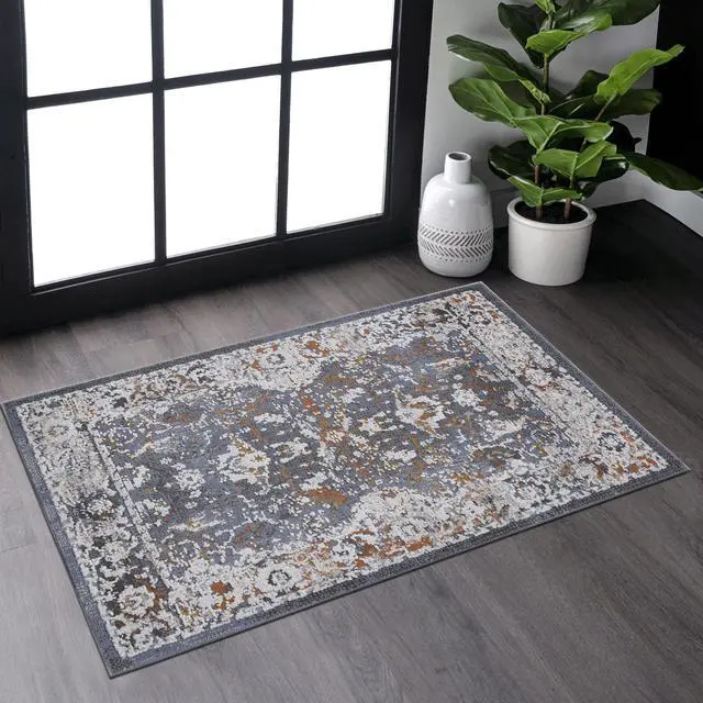 Main image of Collection 2X3 Blue/Traditional Non-Shedding Living Room Bedroom Dining Home Office Stylish and Stain Resistant Area Rug