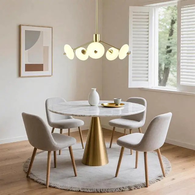 Alt view image 2 of 7 - Sputnik Chandelier, 5-Light Ceiling Light Fixture with Frosted Glass Shade, Led Ceiling Light for Kitchen Island, Hallway, Entryway, Passway, Dining Room, Bedroom, Living Room