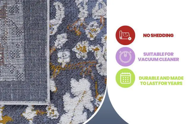 Alt view image 7 of 7 - Collection 2X3 Blue/Traditional Non-Shedding Living Room Bedroom Dining Home Office Stylish and Stain Resistant Area Rug