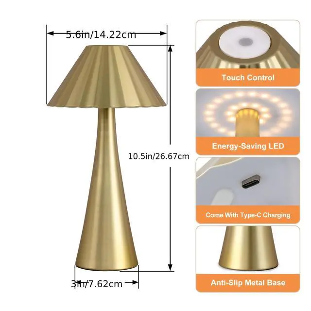 Alt view image 5 of 7 - 26.5 inch Modern Mini Table Lamp Set Of 2, Small Nightstand Lamp with top touch Control and Usb Charging, Metal Desk Lamp with Dimmable Led Light for Living Room, Bedroom, Office, Study, Outdoor