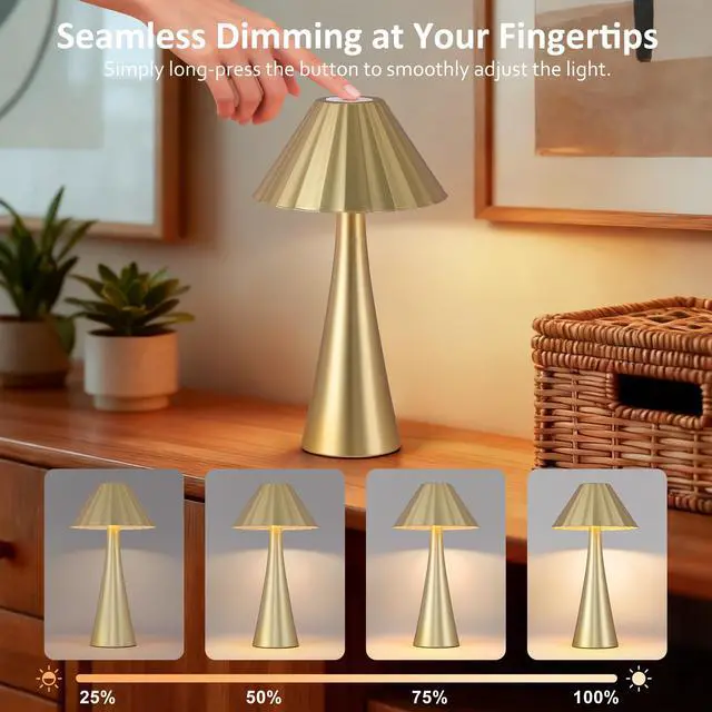 Alt view image 6 of 7 - 26.5 inch Modern Mini Table Lamp Set Of 2, Small Nightstand Lamp with top touch Control and Usb Charging, Metal Desk Lamp with Dimmable Led Light for Living Room, Bedroom, Office, Study, Outdoor