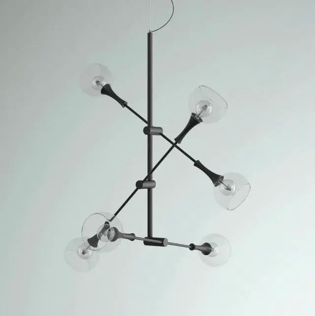 Alt view image 6 of 7 - Modern Sputnik Chandelier, 6-Light Globe Sphere Pendant Light, Adjustable Semi Flush Mount Ceiling Light Fixture for Dining Room, Bedroom, Living Room, Kitchen