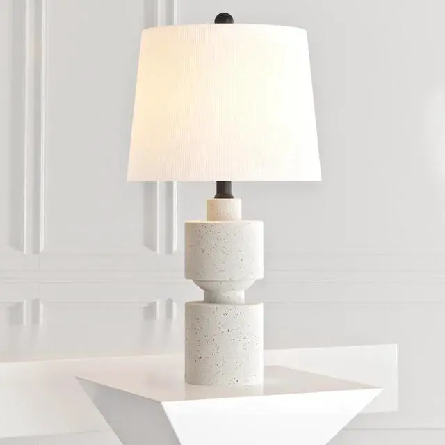 Alt view image 3 of 7 - 24.5" Modern Farmhouse Ivory Resin Table Lamp with 3-Way Dimmable for Bedroom, Living Room, Bedside, Desk Nightstand