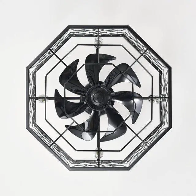 Alt view image 7 of 7 - 19.3''H Black Caged Ceiling Fan with Light, Crystal Flower Ceiling Fans with Lights and Remote, Modern industrial Fandelier Ceiling Fan for Hallway, Bedroom, Living Room