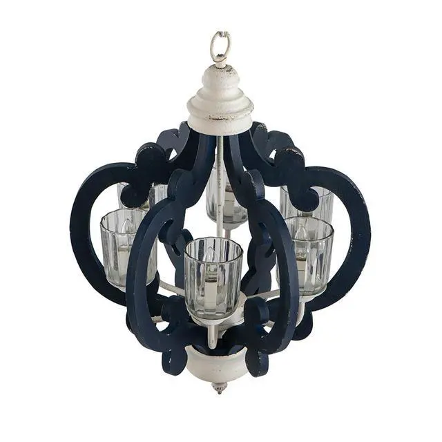 Alt view image 2 of 3 - Wood Chandelier 6 - Light Farmhouse Pendant Lighting Natural Wood Hanging Light Fixture for Kitchen Living Dining Room, Bulb Not included