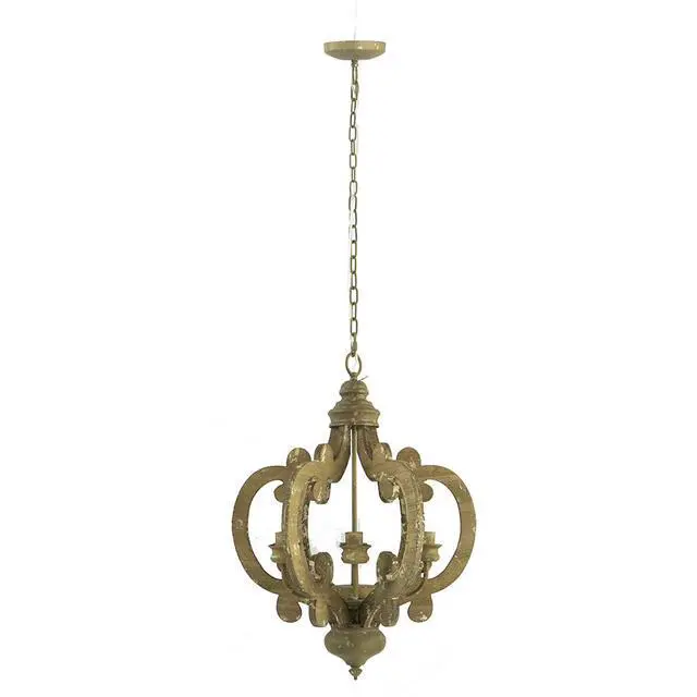 Alt view image 2 of 7 - Farmhouse Chandelier, 6-Light Wood Chandelier Pendant Light Fixture with Adjustable Chain for Dining Room Living Room Entryway, Bulb Not included