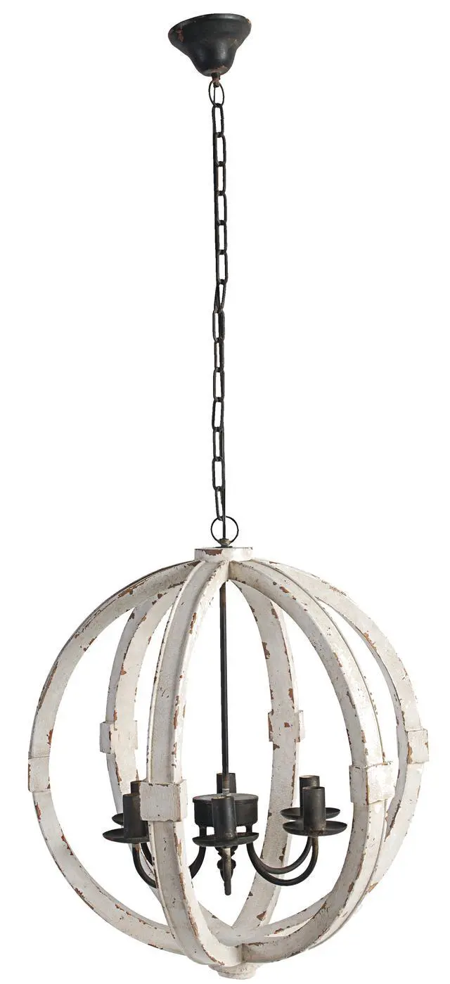 Alt view image 2 of 7 - 6 - Light Wood Chandelier, Hanging Light Fixture with Adjustable Chain for Kitchen Dining Room Foyer Entryway, Bulb Not included