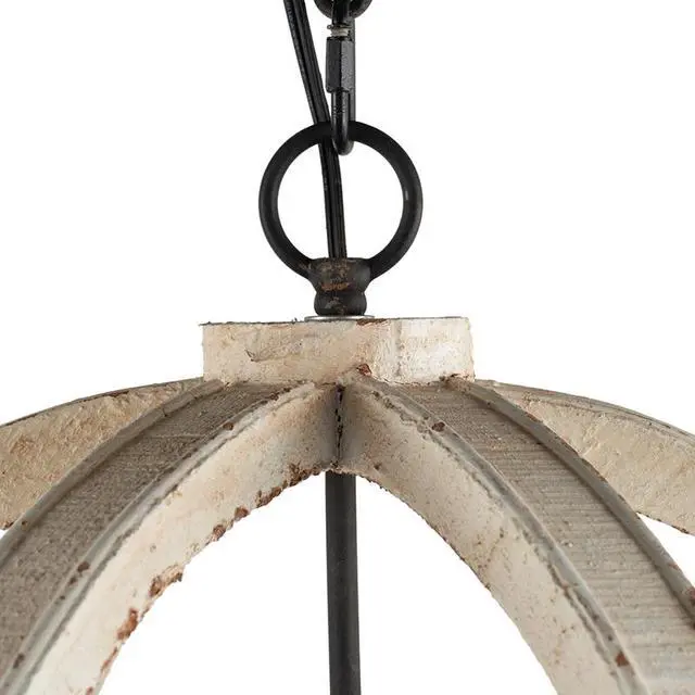 Alt view image 5 of 7 - 6 - Light Wood Chandelier, Hanging Light Fixture with Adjustable Chain for Kitchen Dining Room Foyer Entryway, Bulb Not included