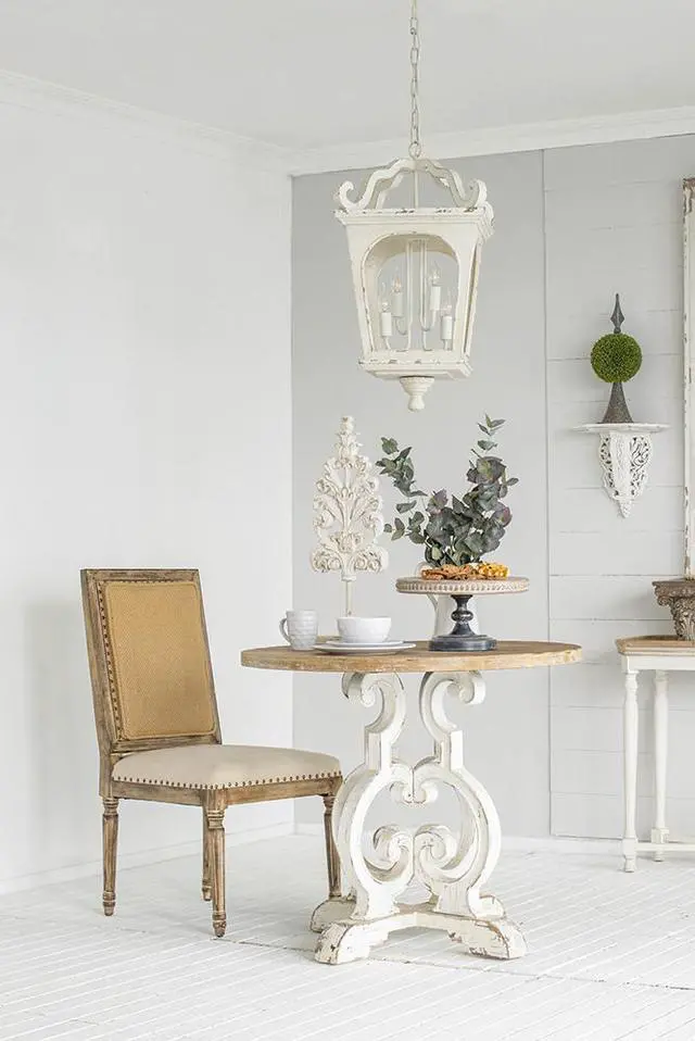 Alt view image 5 of 7 - 4 - Light Wood Chandelier, Hanging Light Fixture with Adjustable Chain for Kitchen Dining Room Foyer Entryway, Bulb Not included