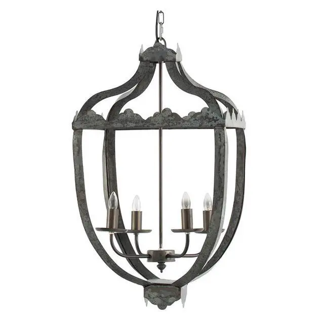 Alt view image 2 of 7 - 4 - Light Metal Chandelier, Hanging Light Fixture with Adjustable Chain for Kitchen Dining Room Foyer Entryway, Bulb Not included
