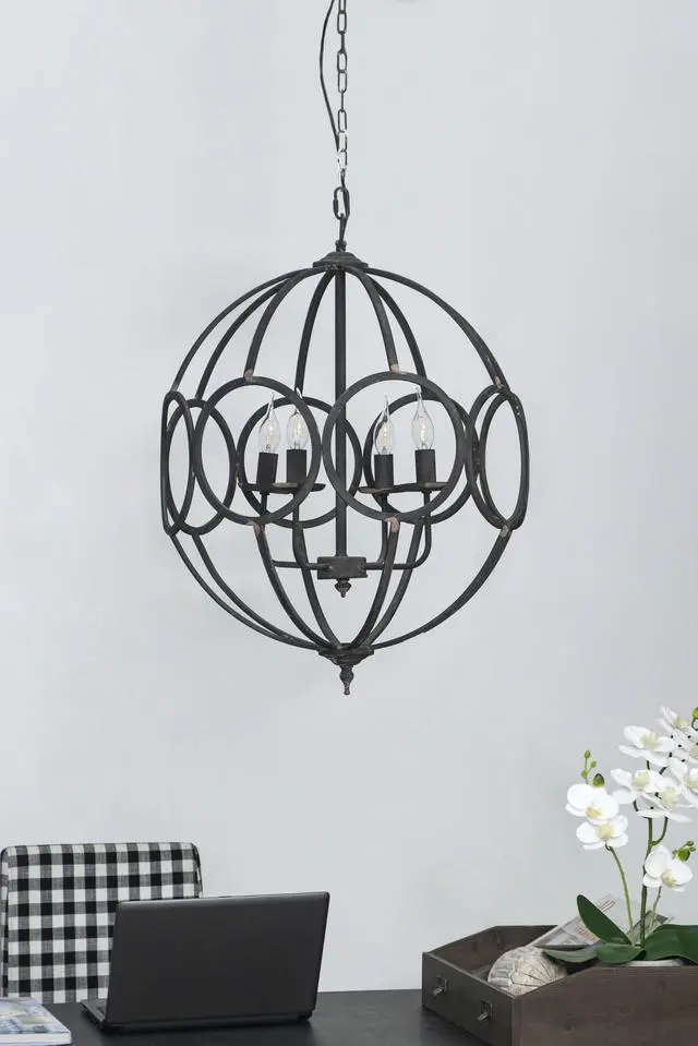 Main image of 4 - Light Metal Chandelier, Hanging Light Fixture with Adjustable Chain for Kitchen Dining Room Foyer Entryway, Bulb Not included