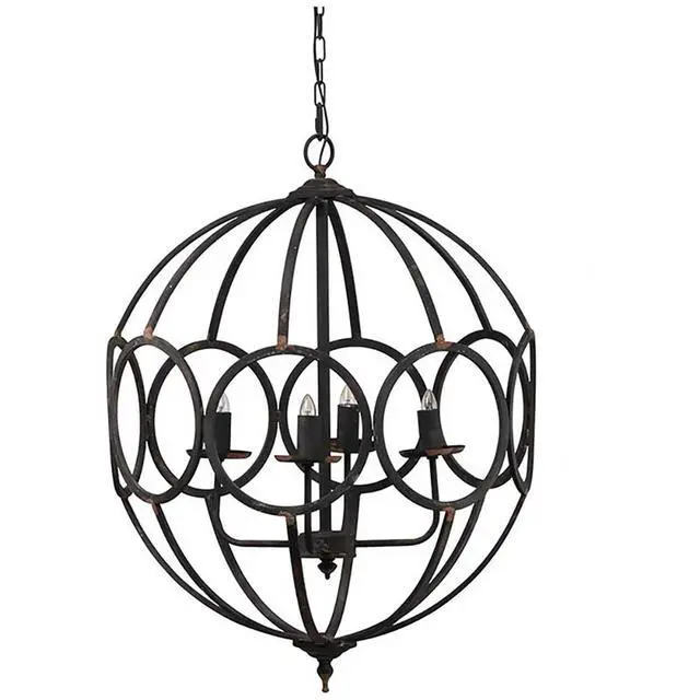 Alt view image 2 of 7 - 4 - Light Metal Chandelier, Hanging Light Fixture with Adjustable Chain for Kitchen Dining Room Foyer Entryway, Bulb Not included