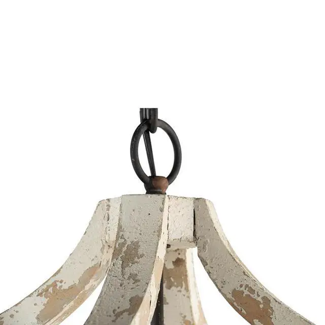 Alt view image 7 of 7 - 4 - Light Wood Chandelier, Hanging Light Fixture with Adjustable Chain for Kitchen Dining Room Foyer Entryway, Bulb Not included