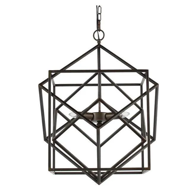Alt view image 2 of 5 - 3 - Light Metal Chandelier, Hanging Light Fixture with Adjustable Chain for Kitchen Dining Room Foyer Entryway, Bulb Not included