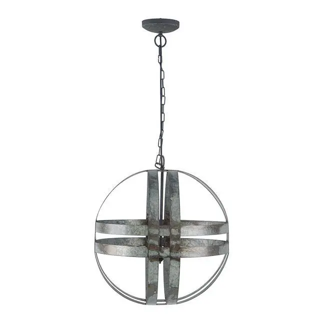Alt view image 3 of 6 - 4 - Light Galvanized Chandelier, Hanging Light Fixture with Adjustable Chain for Kitchen Dining Room Foyer Entryway, Bulb Not included