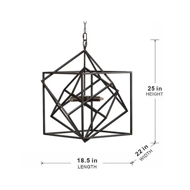 Alt view image 5 of 5 - 3 - Light Metal Chandelier, Hanging Light Fixture with Adjustable Chain for Kitchen Dining Room Foyer Entryway, Bulb Not included