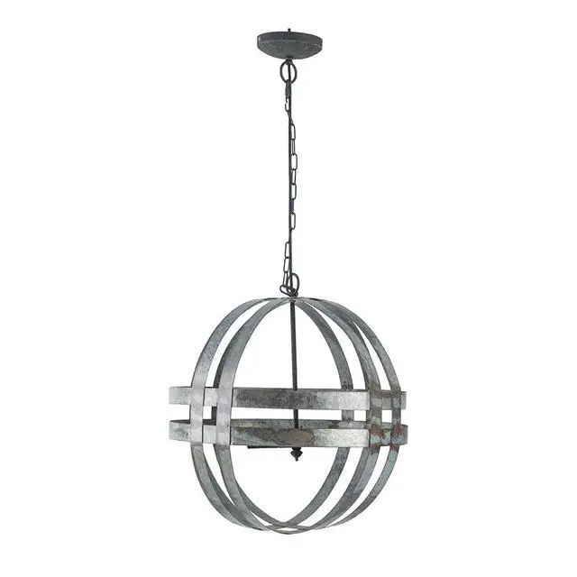 Alt view image 4 of 6 - 4 - Light Galvanized Chandelier, Hanging Light Fixture with Adjustable Chain for Kitchen Dining Room Foyer Entryway, Bulb Not included