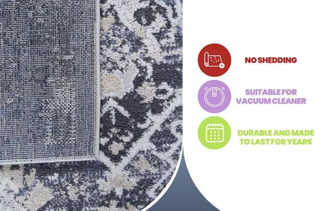 Alt view image 7 of 7 - Collection 8X10 Grey/Blue /Traditional Non-Shedding Living Room Bedroom Dining Home Office Stylish and Stain Resistant Area Rug