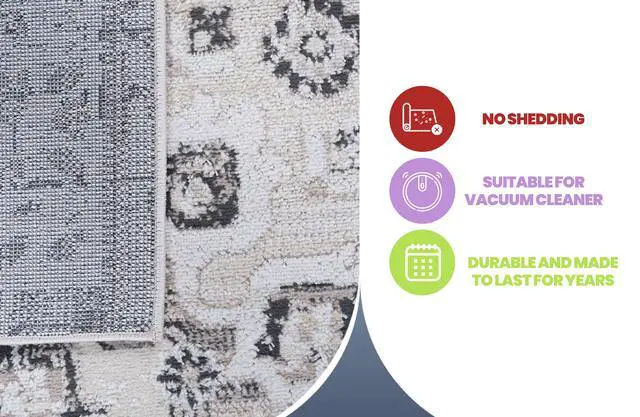 Alt view image 7 of 7 - Collection 5X7 Cream/Beige /Medallion Non-Shedding Living Room Bedroom Dining Home Office Stylish and Stain Resistant Area Rug