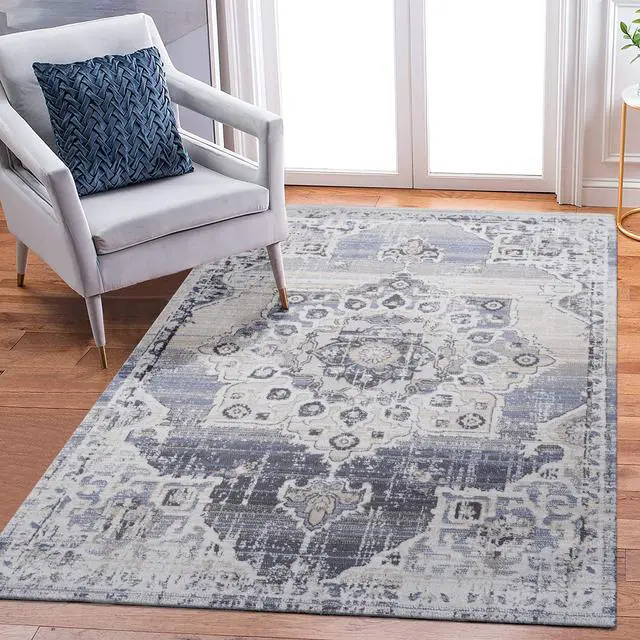 Main image of Collection 8X10 Cream/Blue /Medallion Non-Shedding Living Room Bedroom Dining Home Office Stylish and Stain Resistant Area Rug