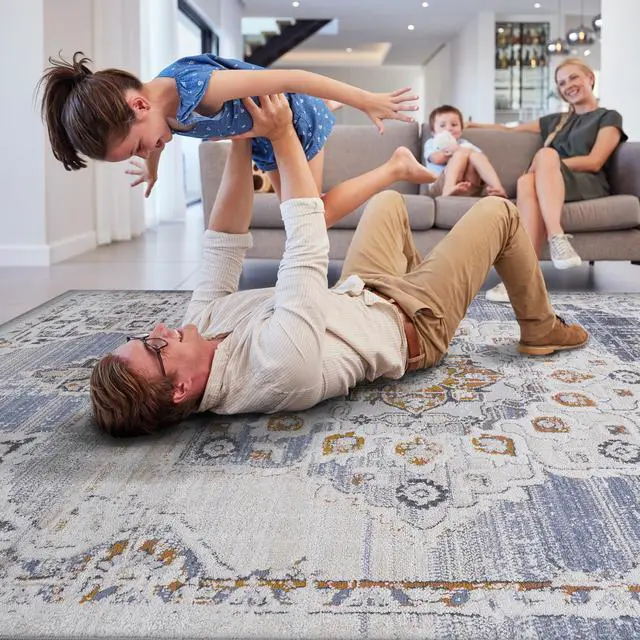 Alt view image 3 of 5 - Collection 2X3 Cream/Gold /Medallion Non-Shedding Living Room Bedroom Dining Home Office Stylish and Stain Resistant Area Rug