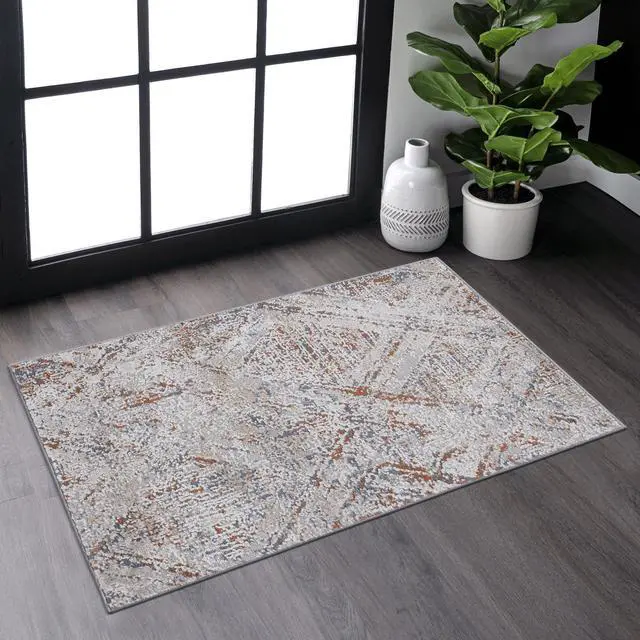 Main image of Collection 2X3 Beige /Geometric Non-Shedding Living Room Bedroom Dining Home Office Stylish and Stain Resistant Area Rug