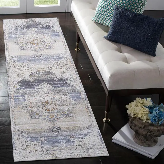 Main image of Collection 2X8 Cream/Gold /Medallion Non-Shedding Living Room Bedroom Dining Home Office Stylish and Stain Resistant Area Rug