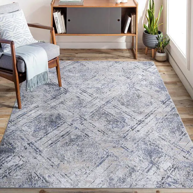 Main image of Collection 5X7 Blue/Grey /Geometric Non-Shedding Living Room Bedroom Dining Home Office Stylish and Stain Resistant Area Rug