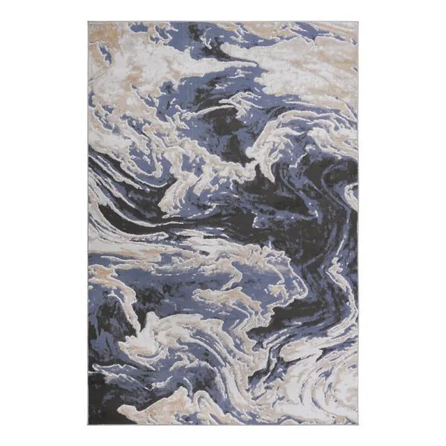 Alt view image 2 of 5 - Collection 5X7 L.Blue /Abstract Non-Shedding Living Room Bedroom Dining Home Office Stylish and Stain Resistant Area Rug